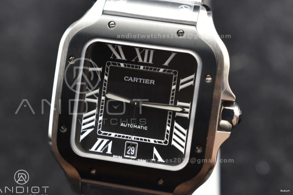 MIYOTA Black de Best SS 1:1 Santos Edition Dial on Cartier BVF SS Gray Bracelet 40mm Bezel 9015 0401